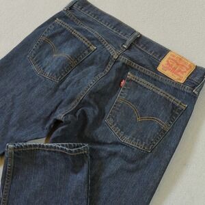 Levis 514 Straight Fit Jeans Mens 36x30 Dark Wash Indigo Blue Denim 00514-4010